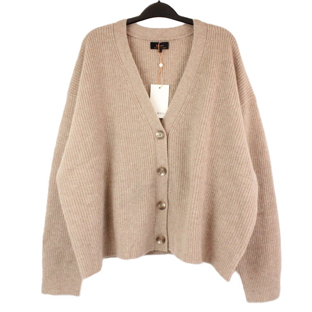 Quince Tan Cashmere Fisherman Cardigan Sweater